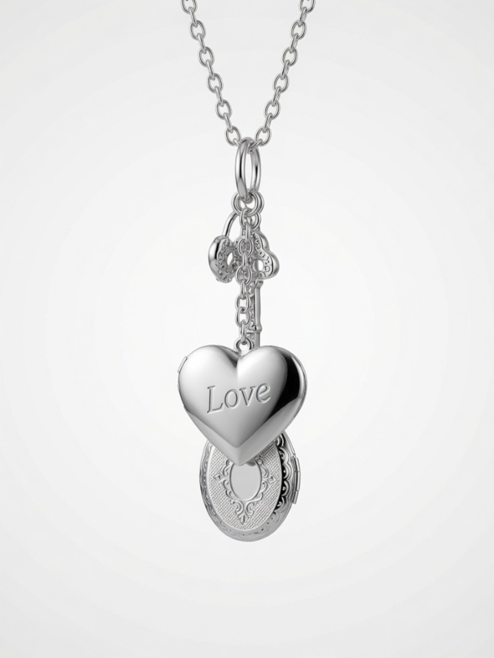 NWT Sterling Silver-Filled Love Charm Locket Necklace